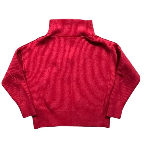 Banana Republic Oversized Half Zip Wool Blend Red Sweater Size Medium - Picture 6 of 9